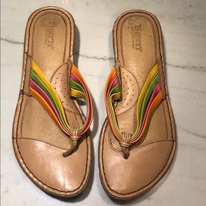 Colorful and comfy Born flip flops size 7
